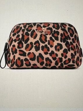 Kate Spade Brown and Black Leopard Chelsea Cosmetic Case NWT